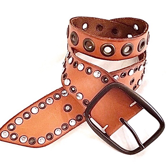 Vintage Accessories - 1969 Retro Gap Leather Belt Festival Boho Studded